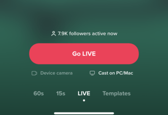 Live stream on TikTok