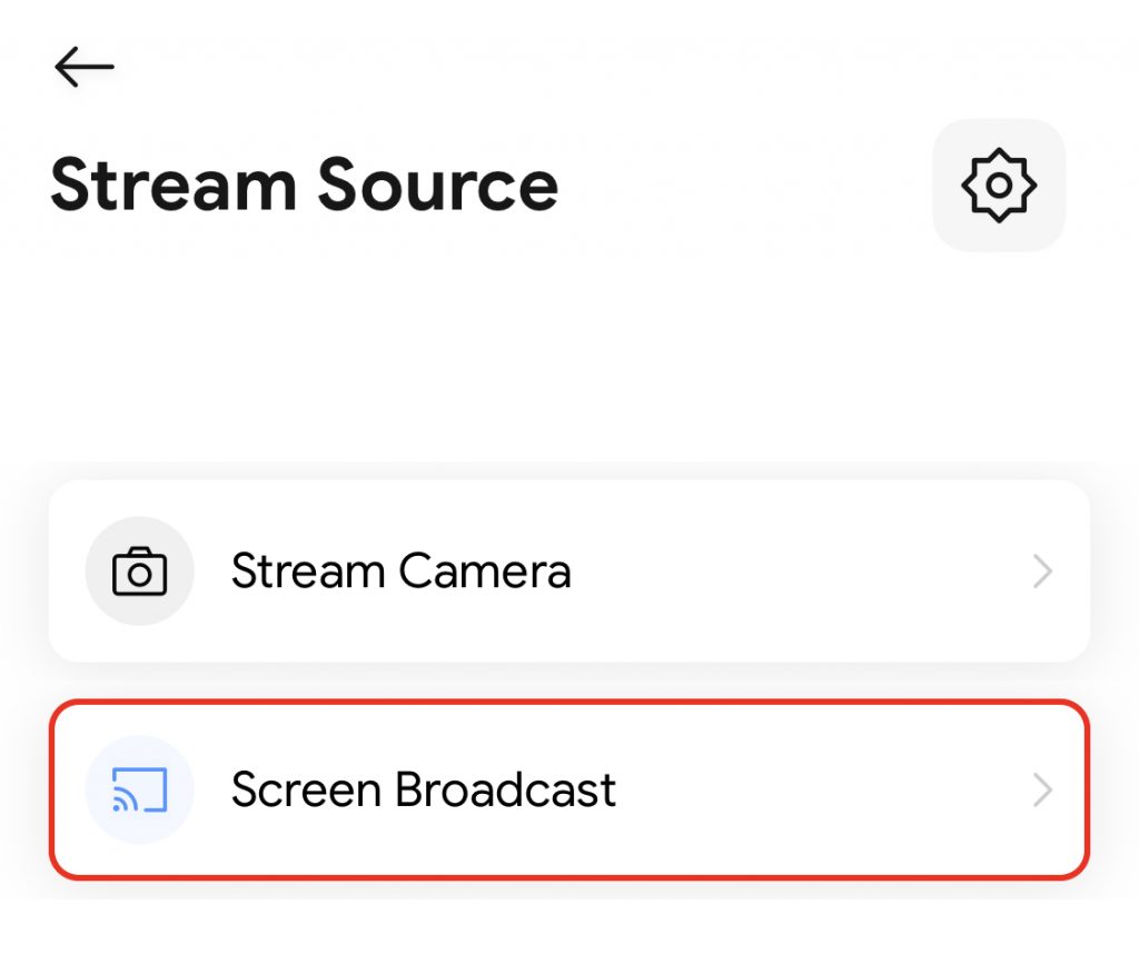 Select screen broadcast to stream game/screen