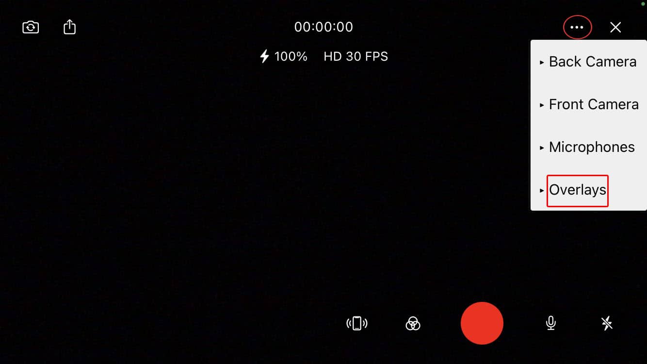 Chọn Overlays ở góc trên cùng bên phải của màn hình live stream