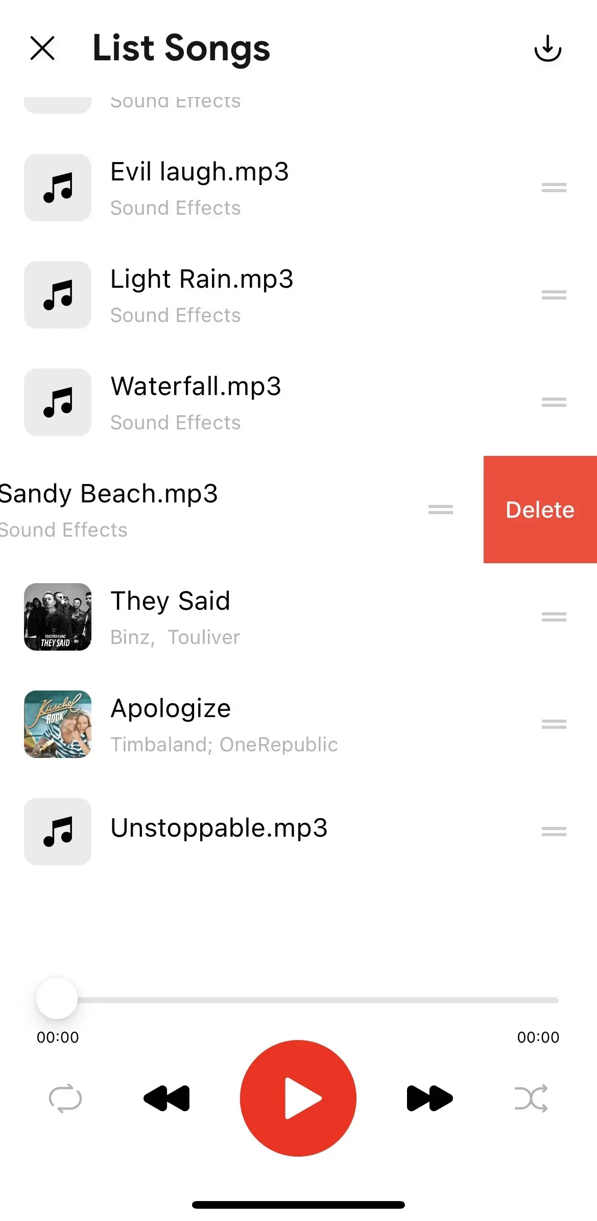 Delete the songs you don't use to create a playlist for streaming