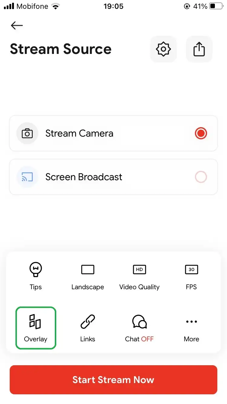 Adicione uma marca d'água com o recurso Overlay para deixar sua live streaming ao vivo com aparência profissional