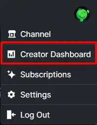 คลิกอวาตาร์ของคุณแล้วเลือก Creator Dashboard