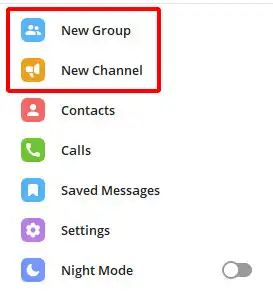 Crie um novo canal ou grupo do Telegram para transmitir ao vivo se você não tiver um