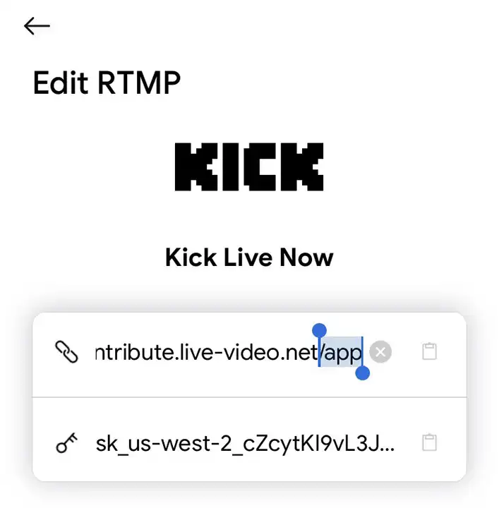 You must add /app at the end of the RTMP URL to live stream on Kick