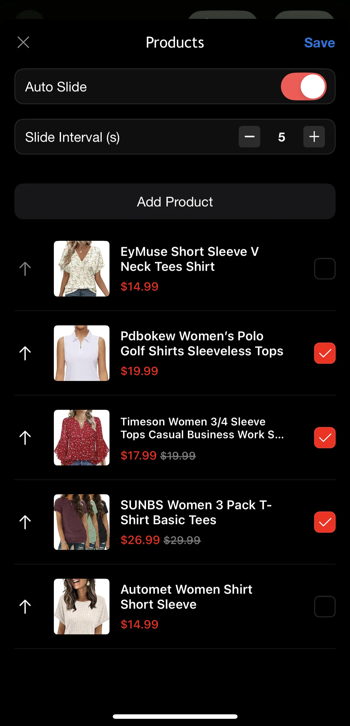 Select products to feature in your livestream