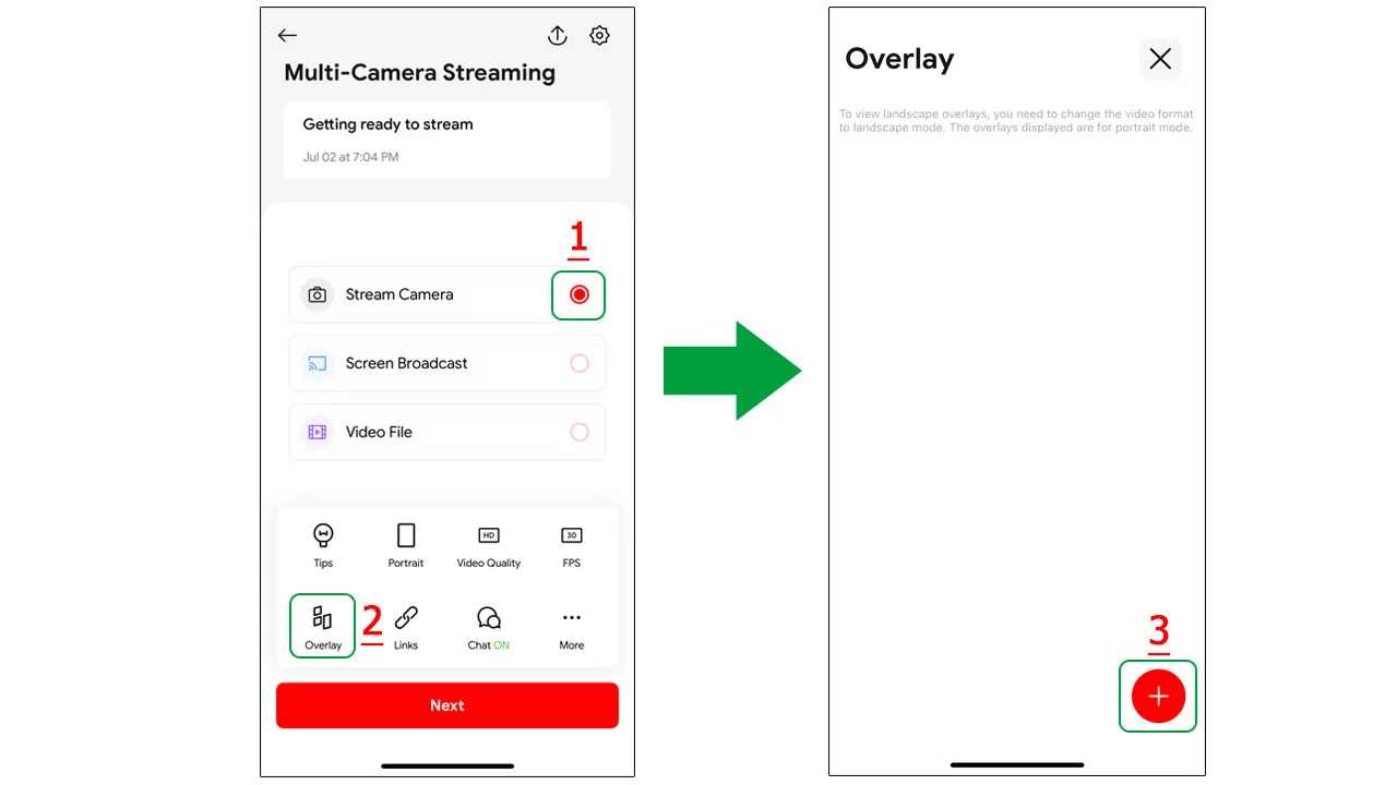 Tap on Overlay to start creating your stream layout