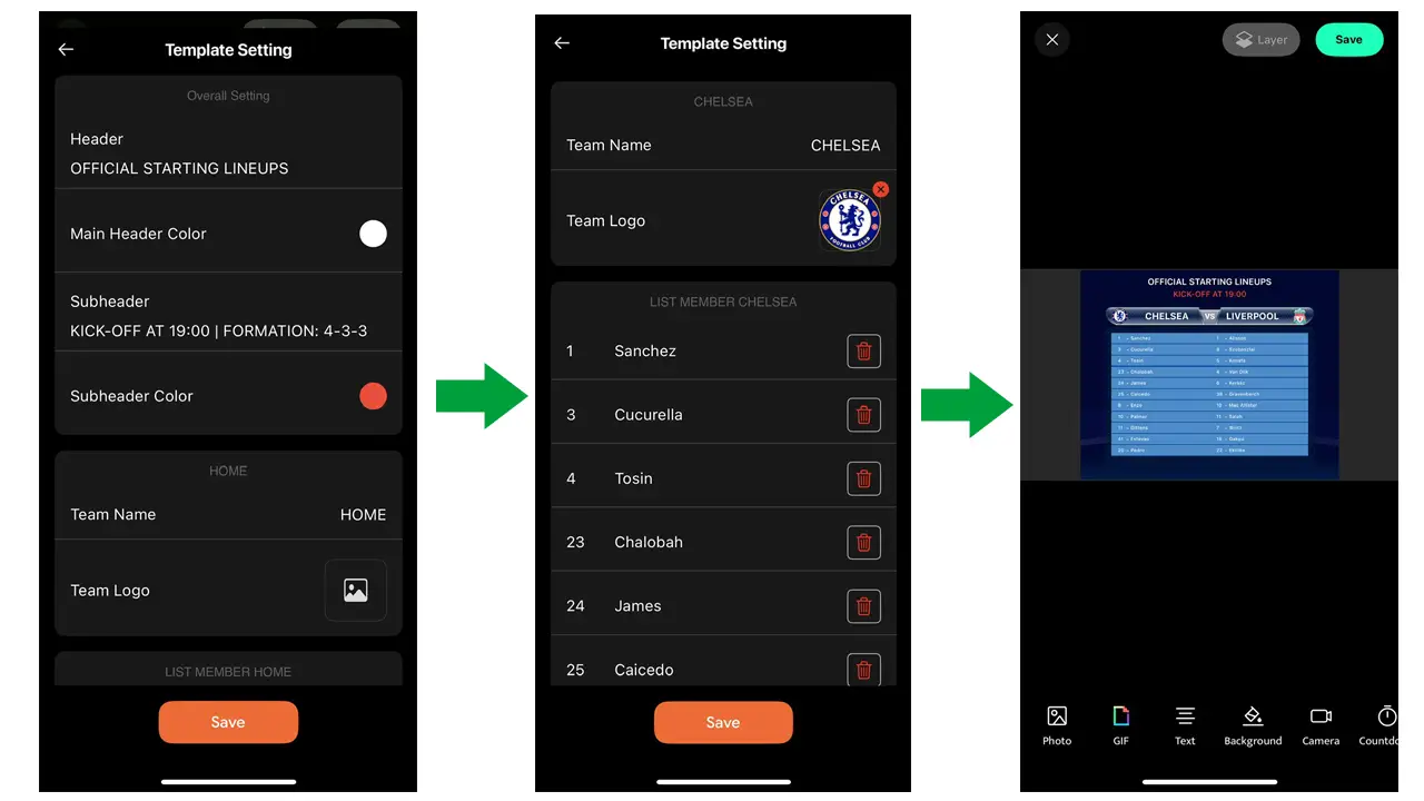 Edit the details of your Starting Lineup Template