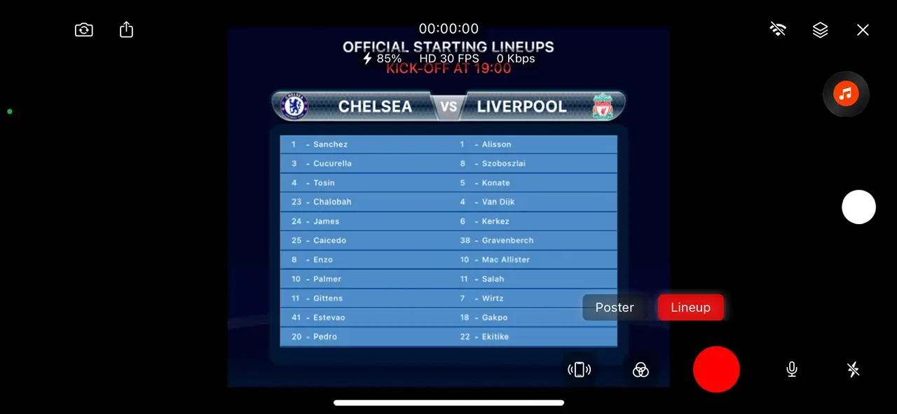 Tap on the overlay name to show it on your live stream