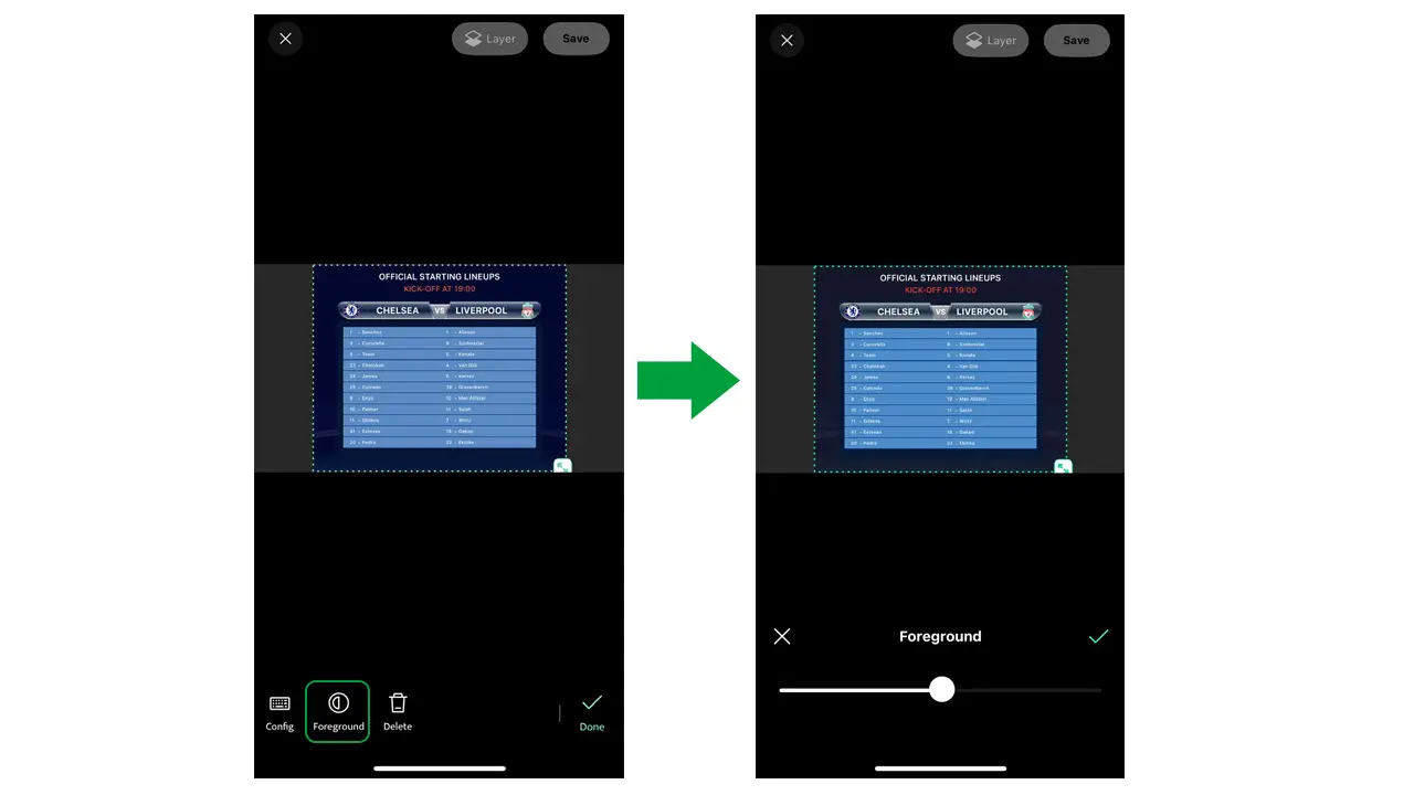 Use the Foreground feature to adjust the overlay's opacity