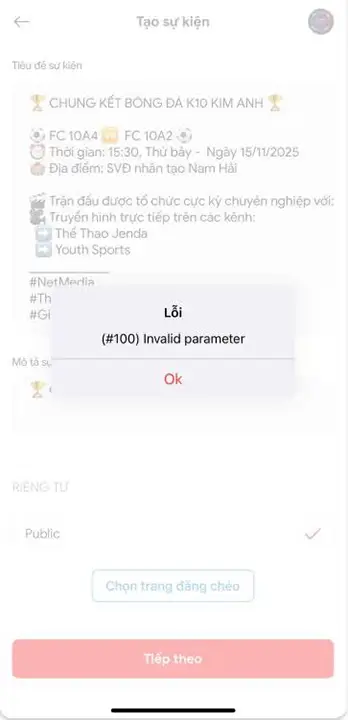 Shorten your stream title and description when you encounter the "Invalid Parameter" issue
