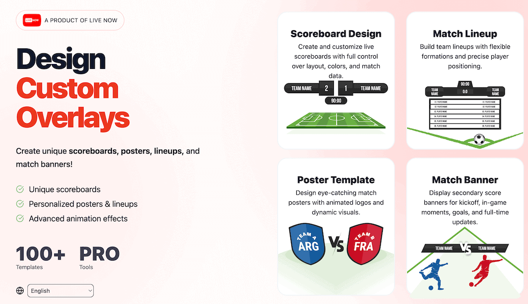 Live Now Overlay Designer Website