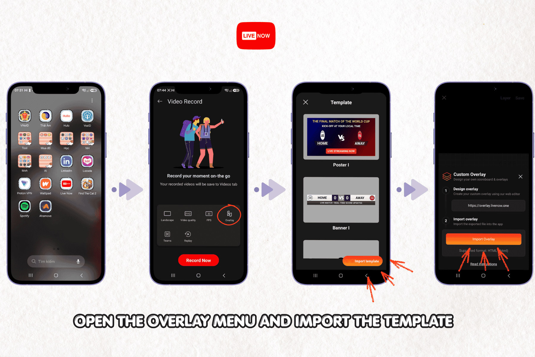 Open the Overlay Menu and Import the Template